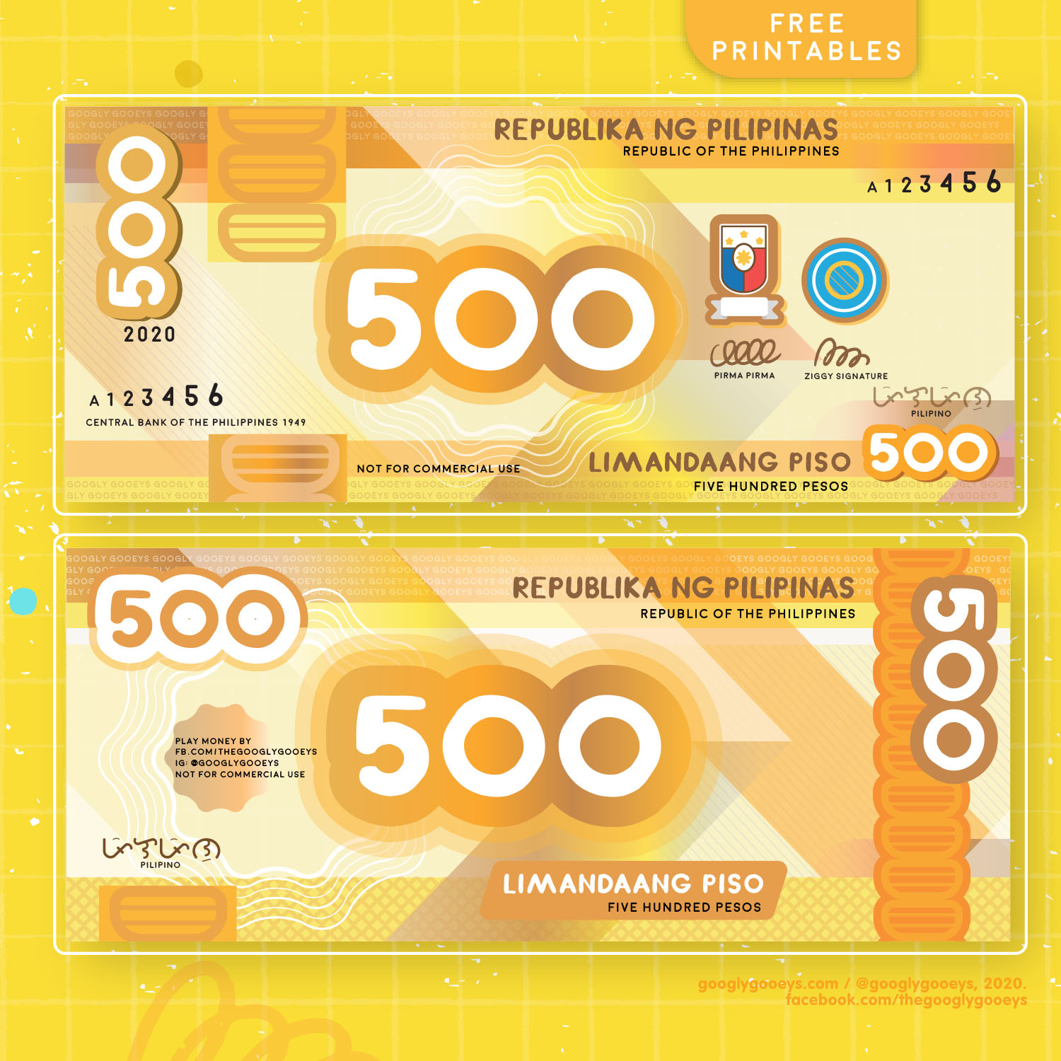 free printable philippine play money googly gooeys watercolor