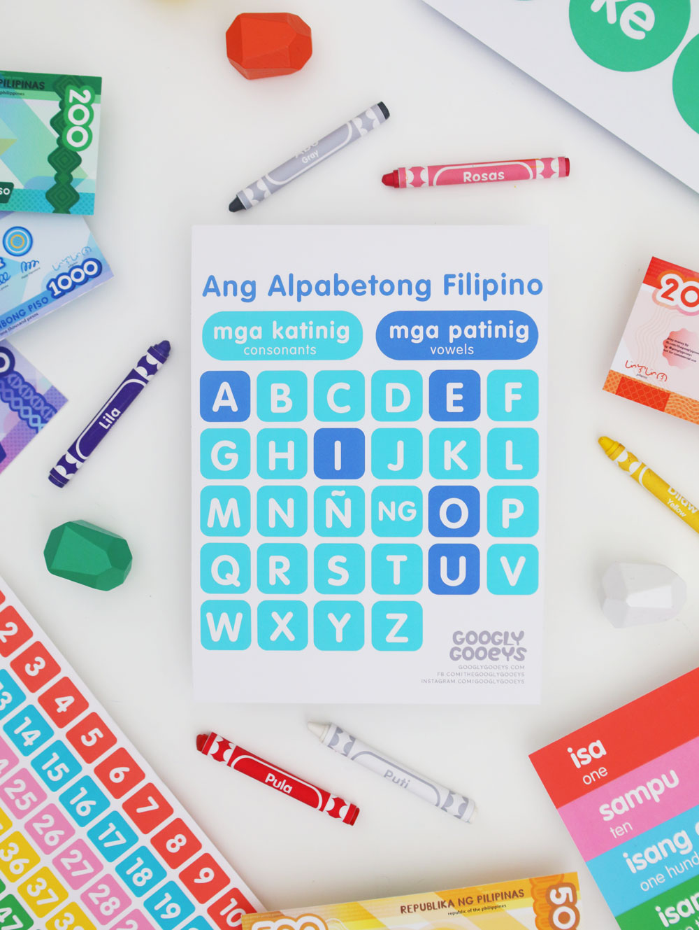 Googly Gooeys Printable Filipino Alphabet Vowels Consonants Katinig Patinig